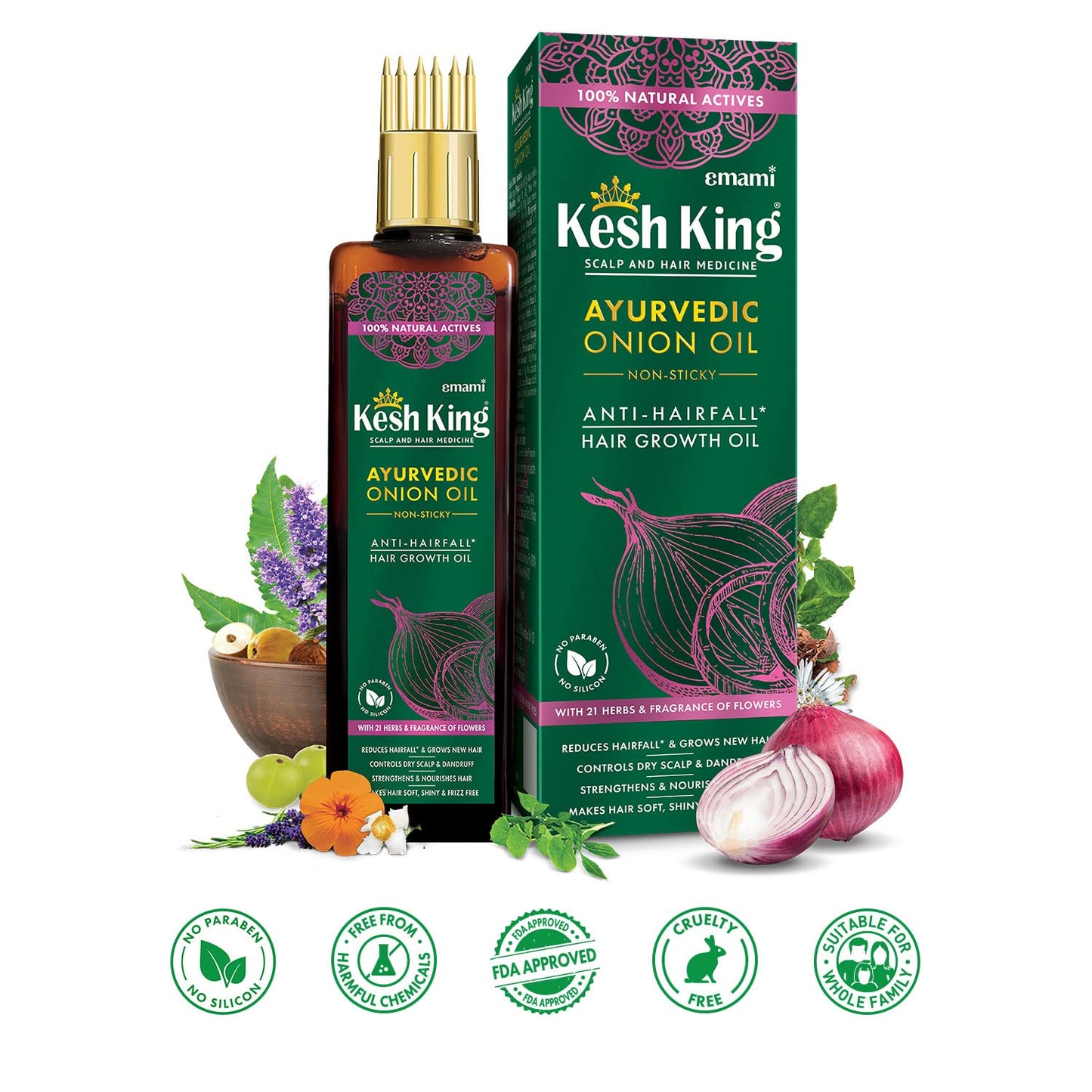 Kesh king Ayurvedic Onion Oil 200ml "زيت البصل من كيش كينج 200مل" image 0
