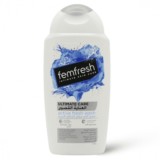 FemFresh Ultimate care Active Fresh Wash Silver 250 ml "فيم فريش غسول المناطق الحساسة 250 ملي بالفضة" image 0